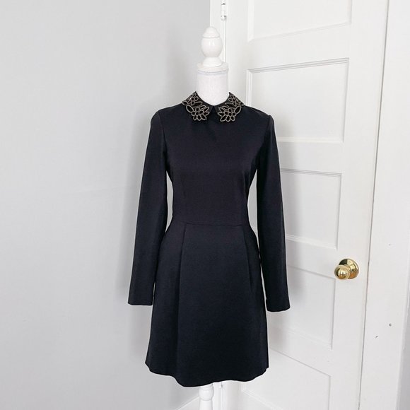 Ted Baker Dresses & Skirts - Ted Baker Black Peter Pan Collar Calliea Mini Dress Size 1 US 4 Embellished Stud